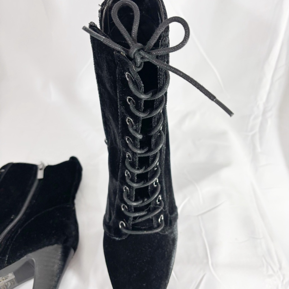 ALDO ‘Aliria’ black Velvet Lace Up/Zip Platform Ultra High Heel Ankle Boots 10 - Picture 11 of 14
